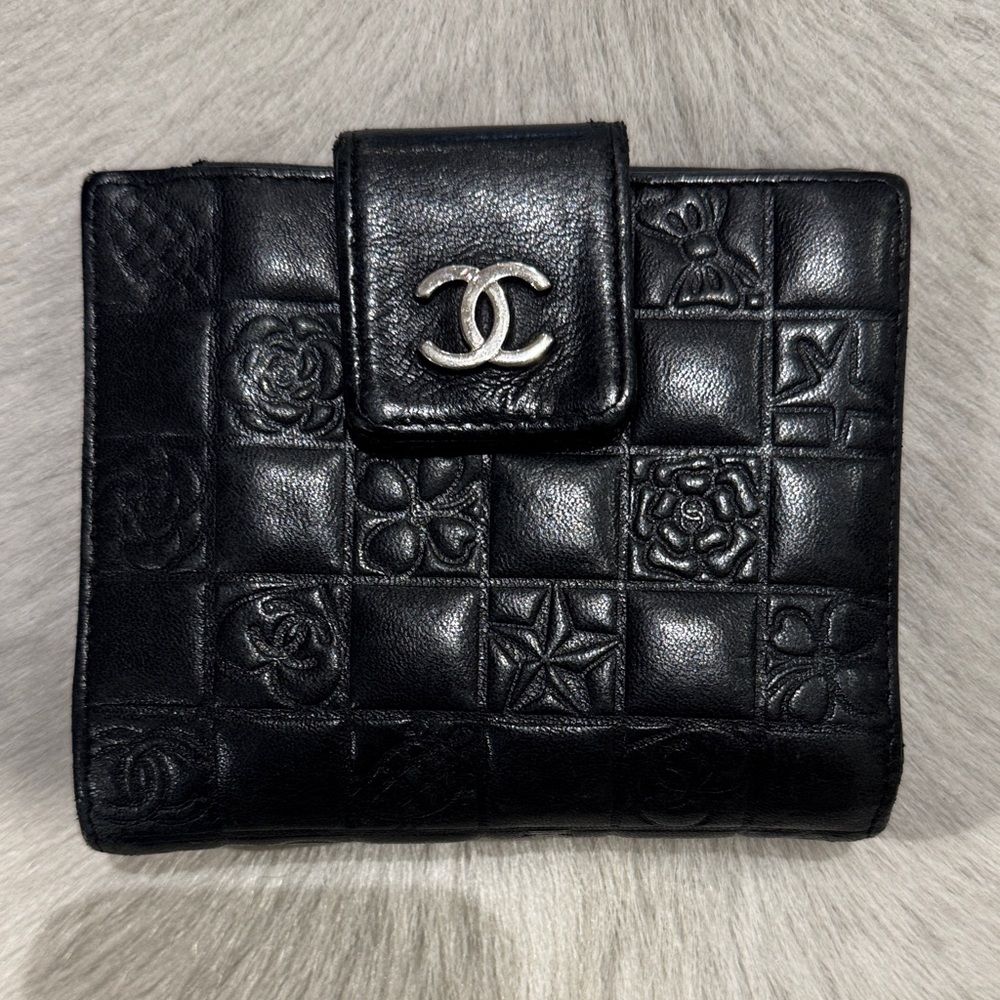 Chanel Quilted Black Leather Wallet